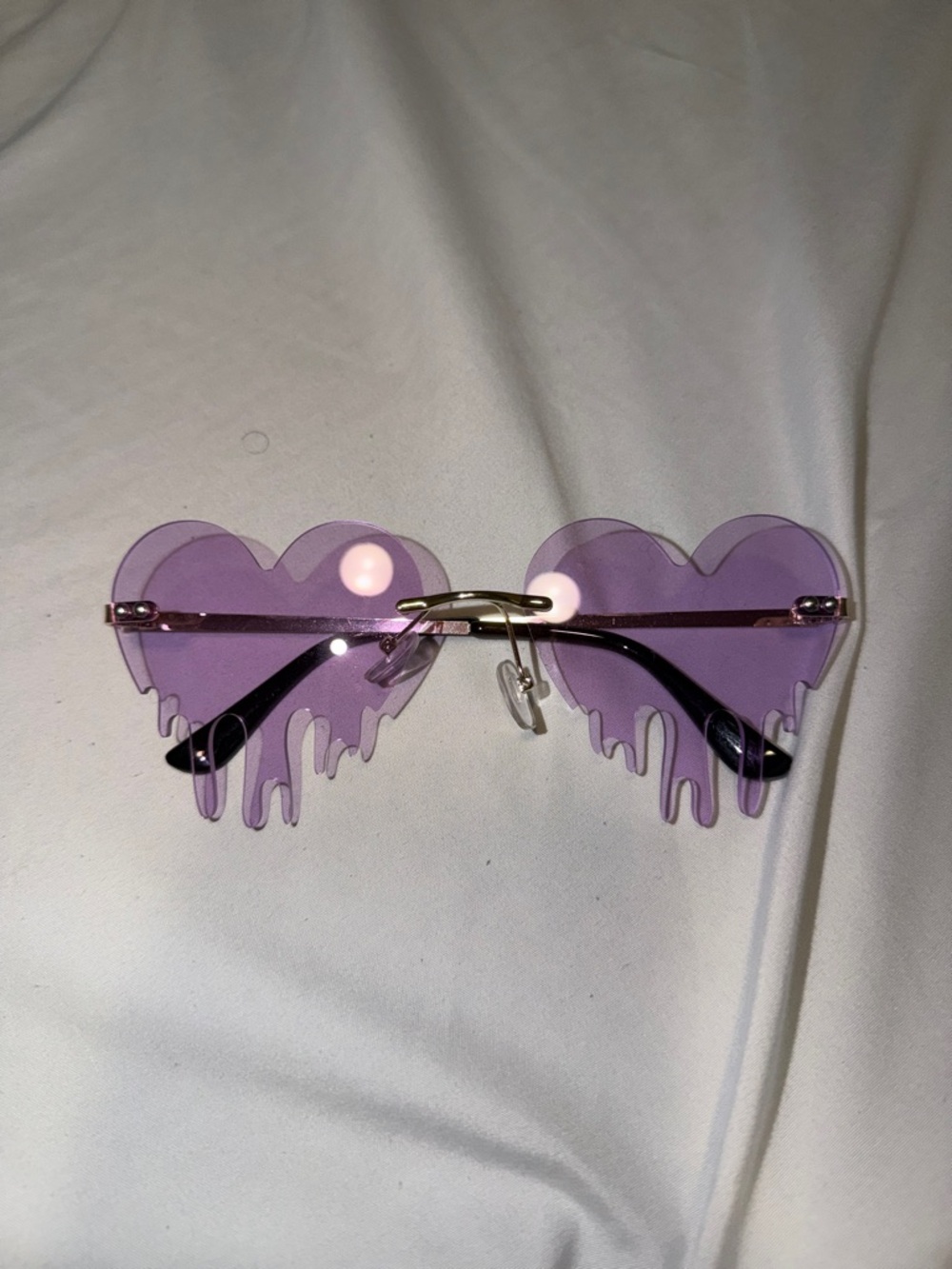 iHeartRaves Purple Heart Drip Rimless Sunglasses